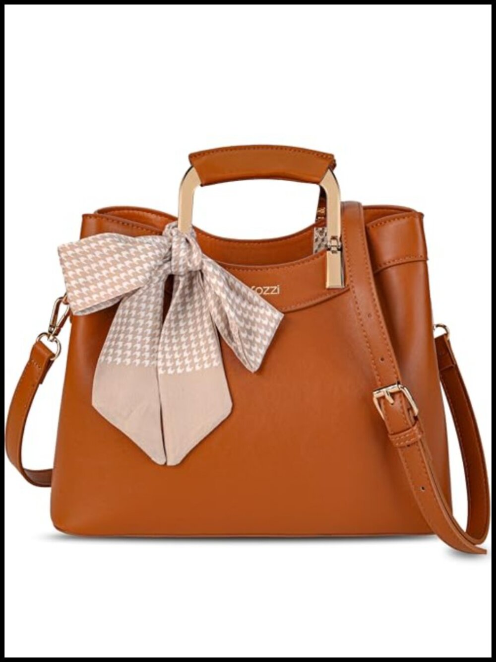 Small Vegan Leather Top Handle Satchel Handbag Purse 3-Way Carry